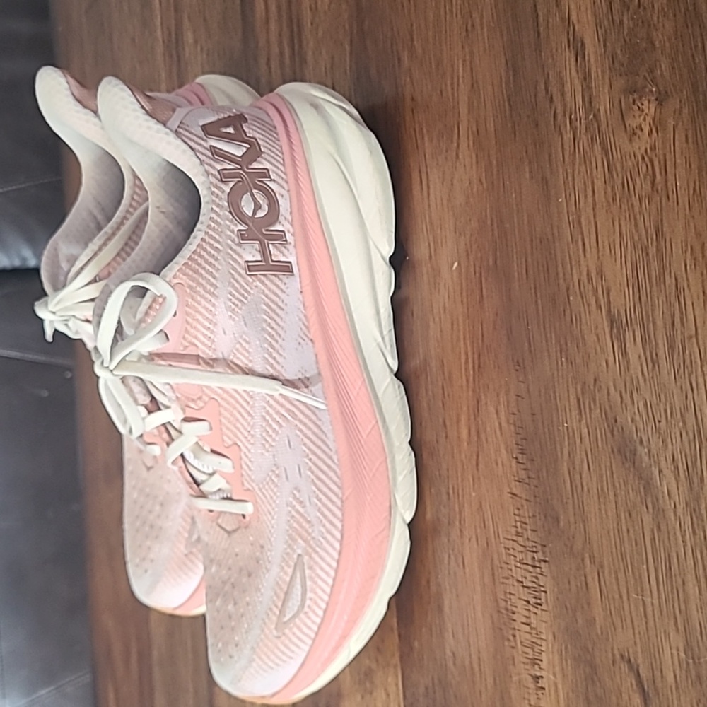 Hoka Women's Pink and Cream Sneakers